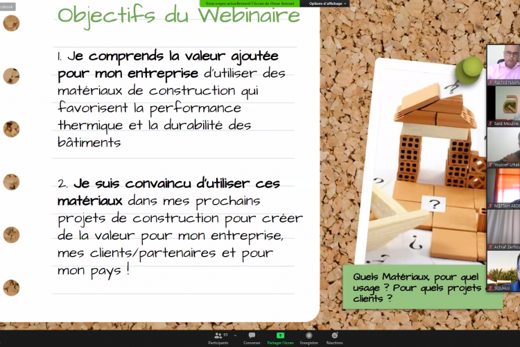 Intervention  de M.Said Mouline au webinaire Atelier de partage sur les bonnes pratiques d’efficacité énergétique dans le secteur du Bâtiment  'intitulé « les matériaux de construction vers une performance thermique et durable du bâtiment""